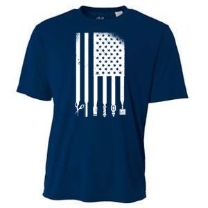 Barber Hair Style USA Flag Cooling Performance Crew T-Shirt