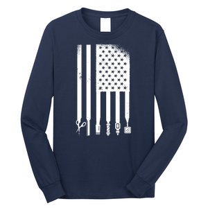 Barber Hair Style USA Flag Long Sleeve Shirt