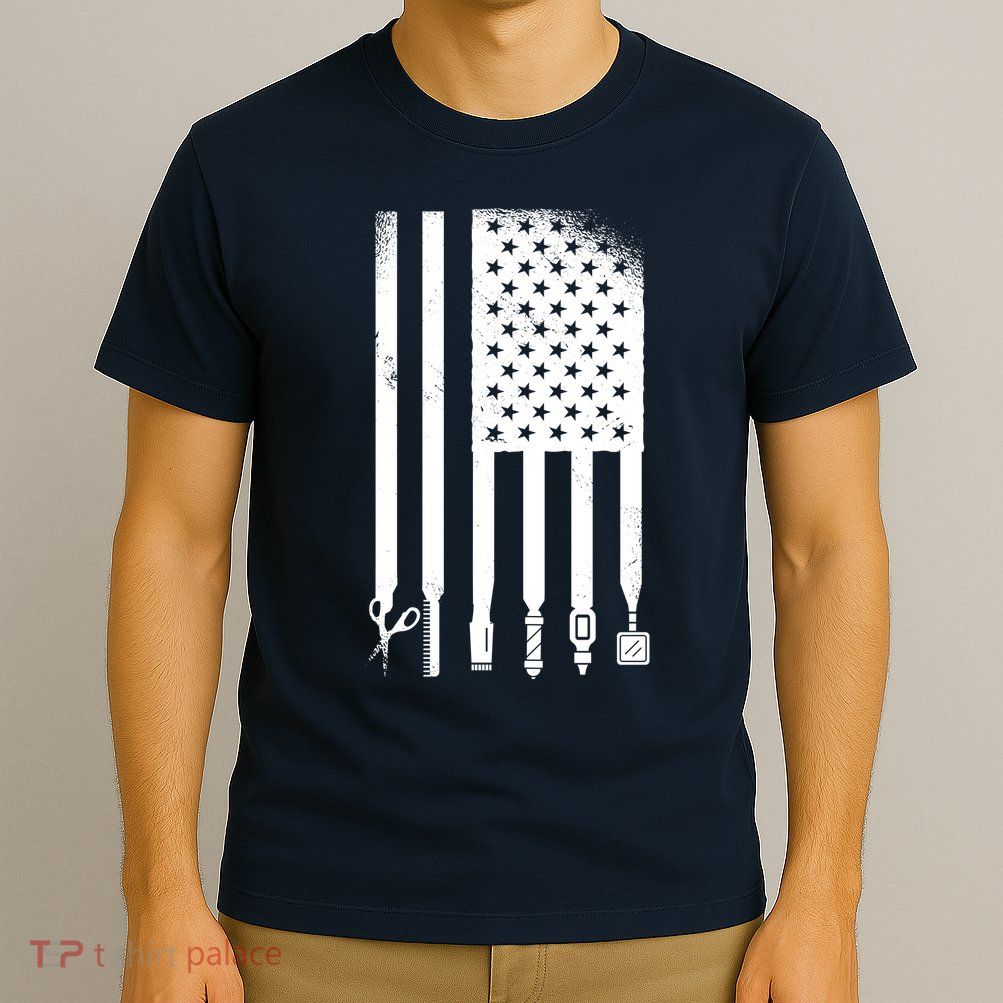 Barber Hair Style USA Flag T-Shirt
