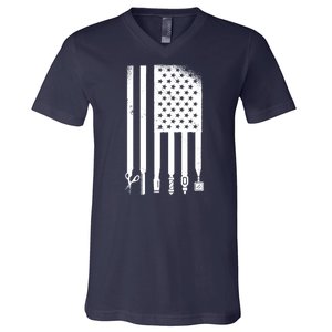 Barber Hair Style USA Flag V-Neck T-Shirt