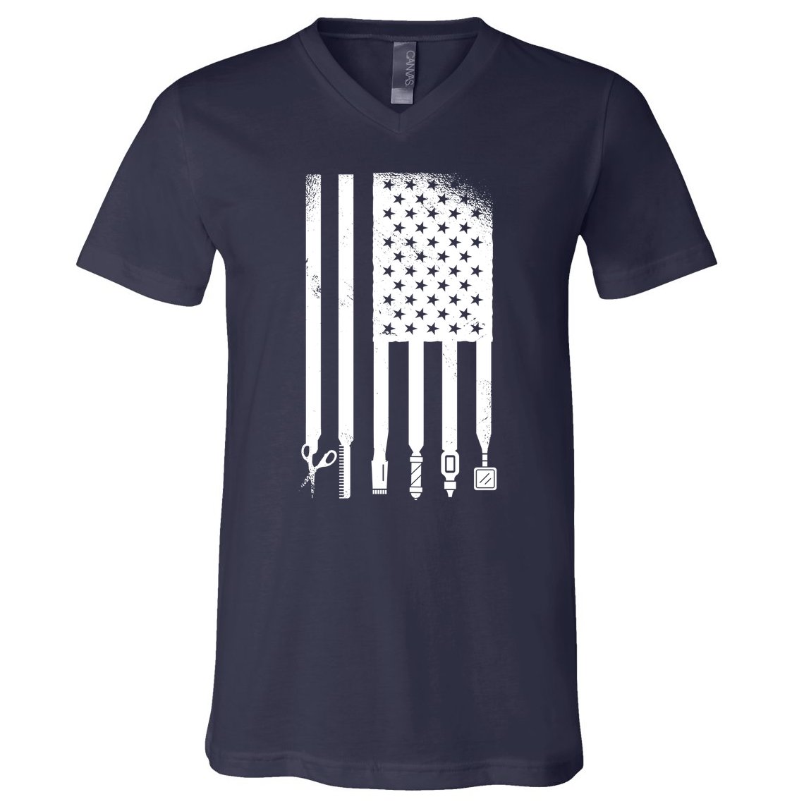 Barber Hair Style USA Flag V-Neck T-Shirt