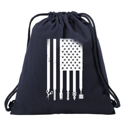Barber Hair Style USA Flag Drawstring Bag