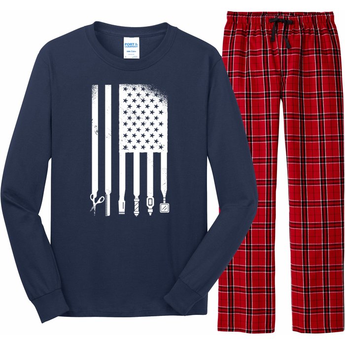 Barber Hair Style USA Flag Long Sleeve Pajama Set