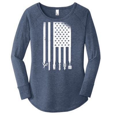 Barber Hair Style USA Flag Women's Perfect Tri Tunic Long Sleeve Shirt