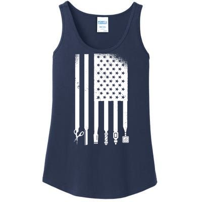 Barber Hair Style USA Flag Ladies Essential Tank