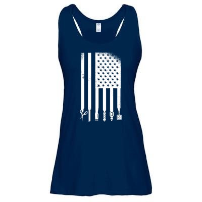 Barber Hair Style USA Flag Ladies Essential Flowy Tank