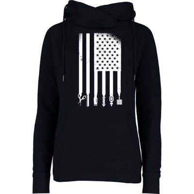 Barber Hair Style USA Flag Womens Funnel Neck Pullover Hood