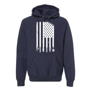 Barber Hair Style USA Flag Premium Hoodie