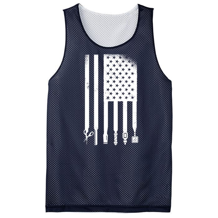 Barber Hair Style USA Flag Mesh Reversible Basketball Jersey Tank