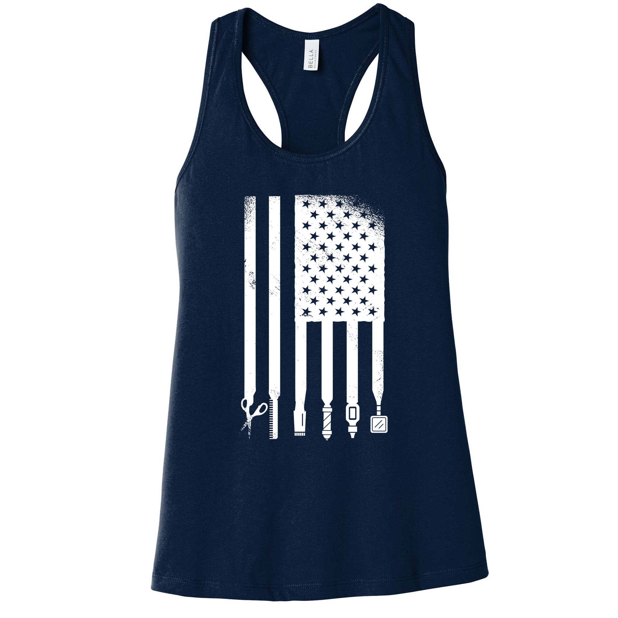 Barber Hair Style USA Flag Womens Tank Top