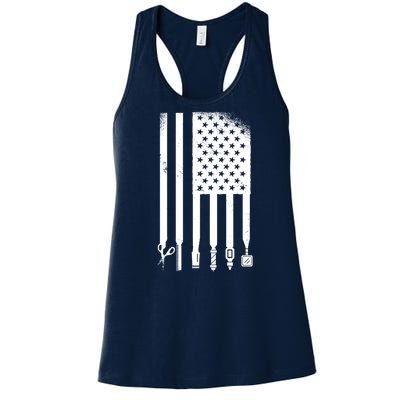 Barber Hair Style USA Flag Women's Racerback Tank