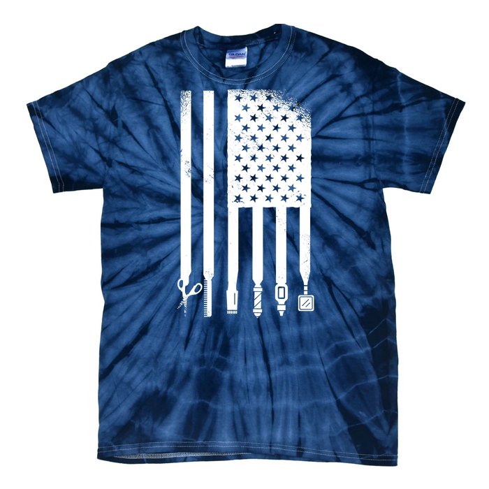 Barber Hair Style USA Flag Tie-Dye T-Shirt