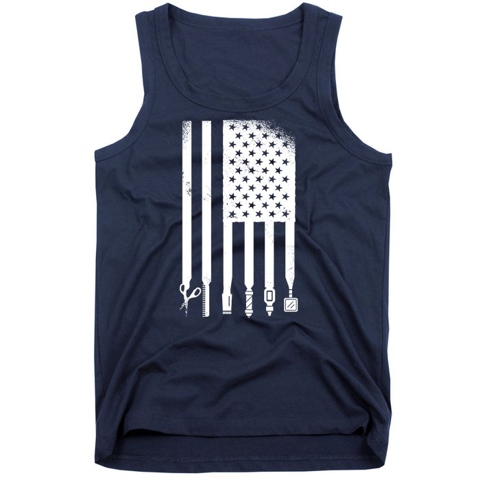 Barber Hair Style USA Flag Tank Top