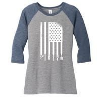 Barber Hair Style USA Flag Women's Tri-Blend 3/4-Sleeve Raglan Shirt