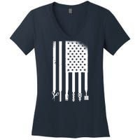 Barber Hair Style USA Flag Women's V-Neck T-Shirt