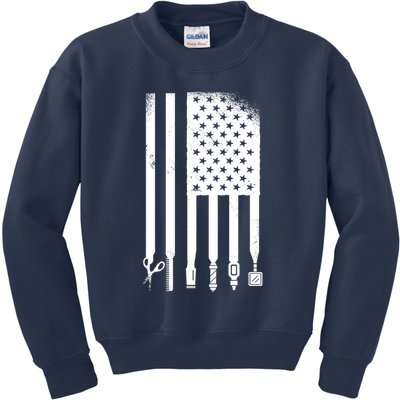 Barber Hair Style USA Flag Kids Sweatshirt