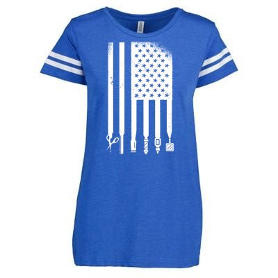 Barber Hair Style USA Flag Enza Ladies Jersey Football T-Shirt