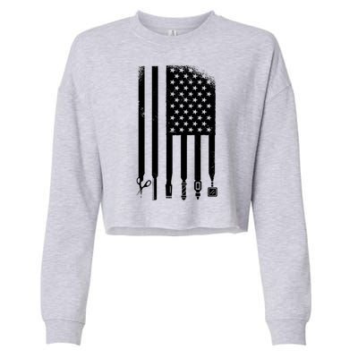 Barber Hair Style USA Flag Cropped Pullover Crew