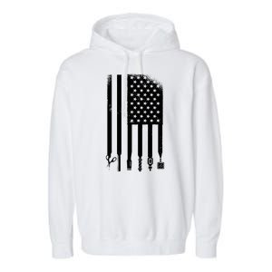 Barber Hair Style USA Flag Garment-Dyed Fleece Hoodie