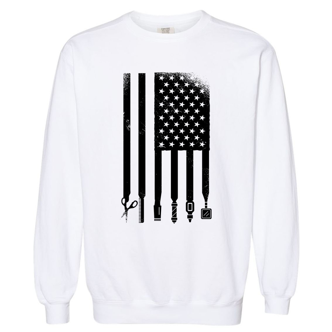 Barber Hair Style USA Flag Garment-Dyed Sweatshirt