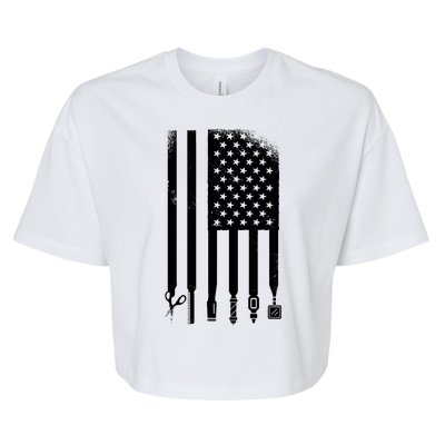 Barber Hair Style USA Flag Bella+Canvas Jersey Crop Tee