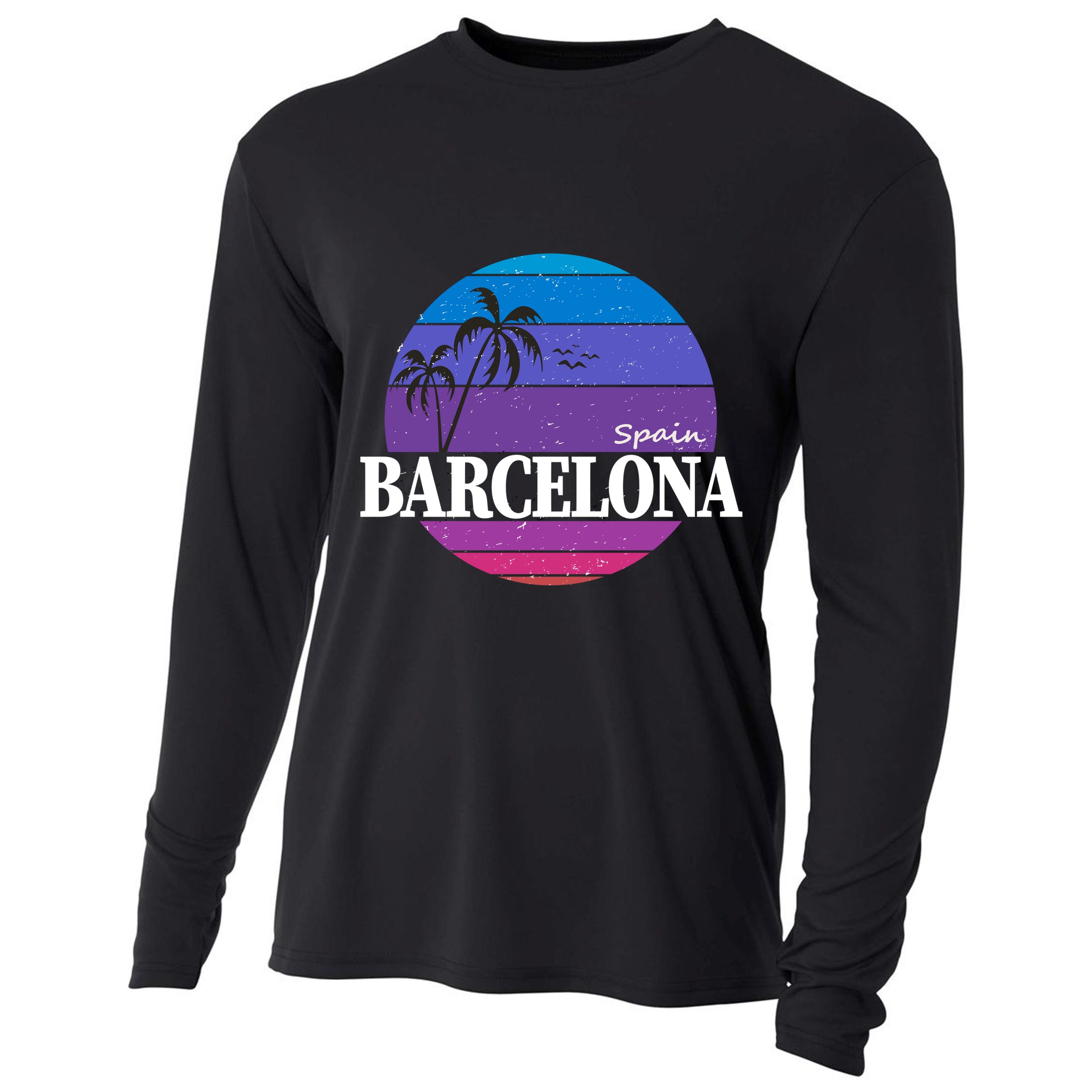  Barcelona Circle Logo Cooling Performance Long Sleeve Crew