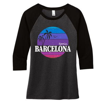  Barcelona Circle Logo Women's Tri-Blend 3/4-Sleeve Raglan Shirt