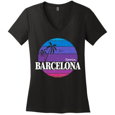  Barcelona Circle Logo Women's V-Neck T-Shirt