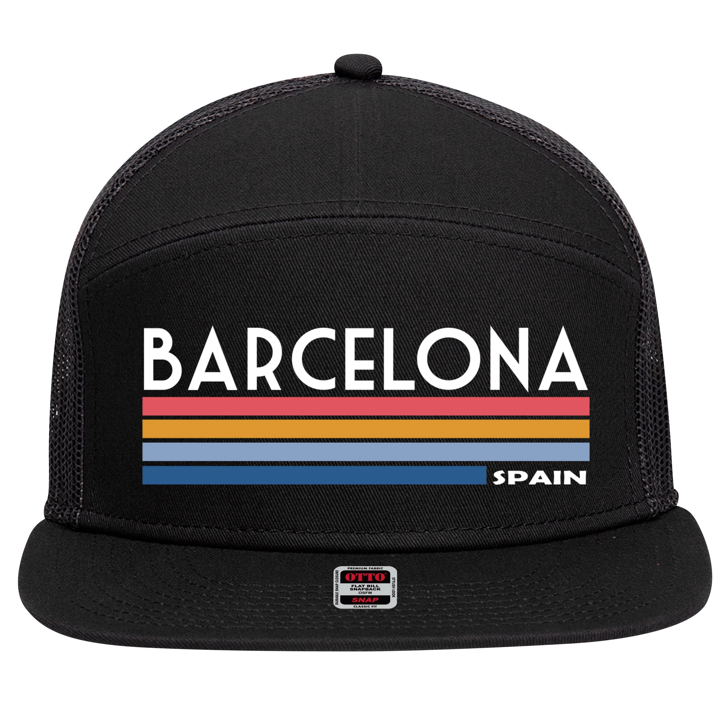 Barcelona Retro 1980's 7 Panel Mesh Trucker Snapback Hat
