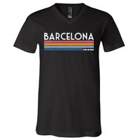 Barcelona Retro 1980's V-Neck T-Shirt