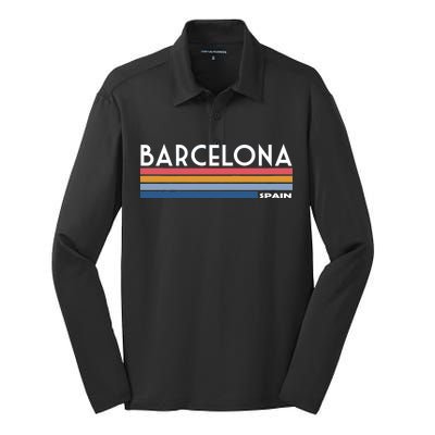 Barcelona Retro 1980's Silk Touch Performance Long Sleeve Polo