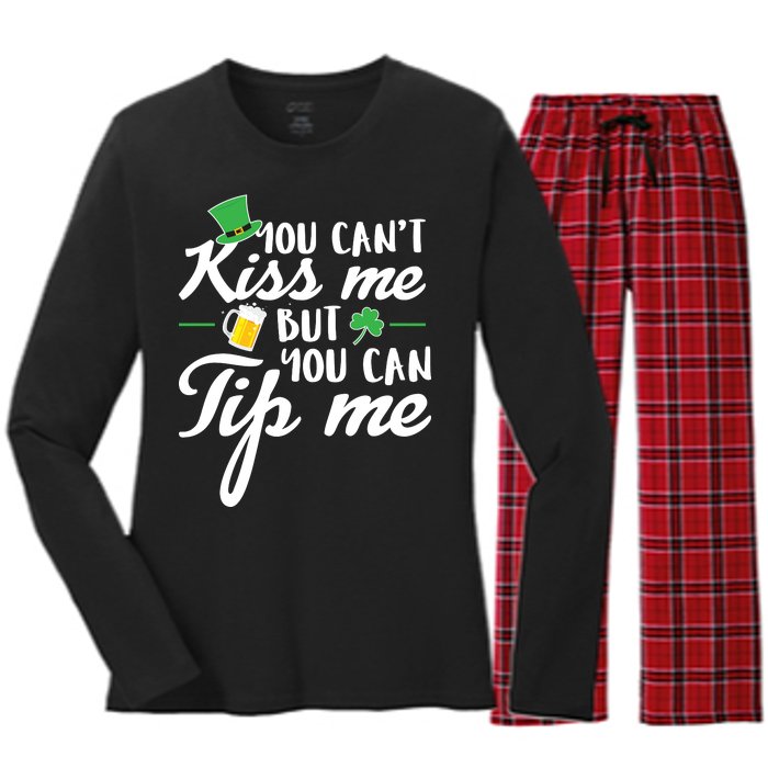 Bartender You Can't Kiss Me But You Can Tip Me Women's Long Sleeve Flannel Pajama Set 