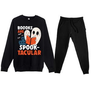 Books Are SpookTacular Halloween Bookworm Book Reading Meaningful Gift Premium Crewneck Sweatsuit Set