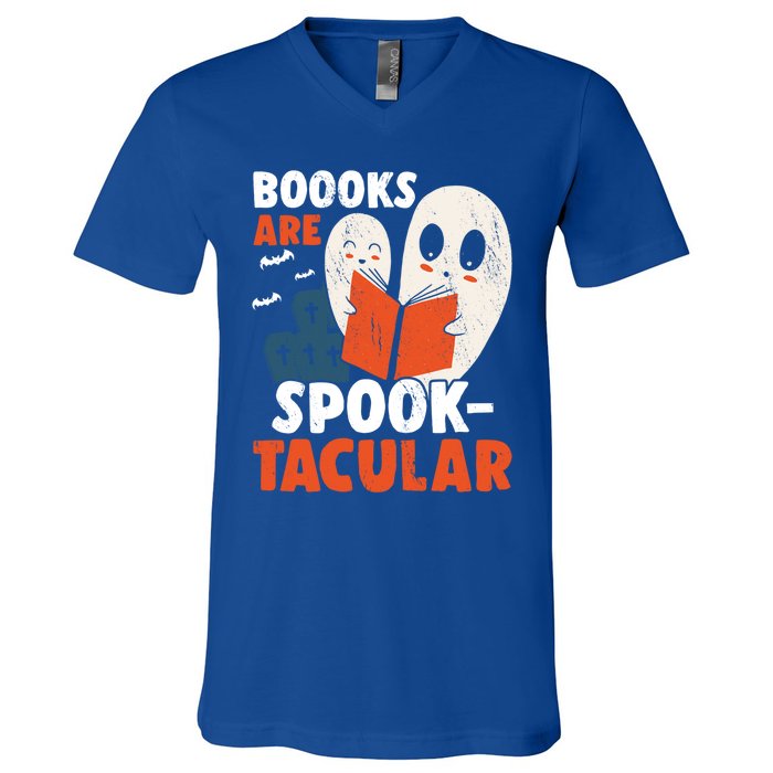 Books Are SpookTacular Halloween Bookworm Book Reading Meaningful Gift V-Neck T-Shirt