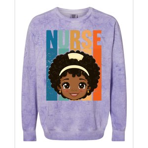 Black Afro Strong Nurse Black History Month Nursing Gift Colorblast Crewneck Sweatshirt