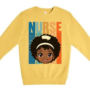 Black Afro Strong Nurse Black History Month Nursing Gift Premium Crewneck Sweatshirt