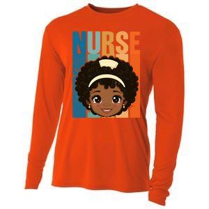 Black Afro Strong Nurse Black History Month Nursing Gift Cooling Performance Long Sleeve Crew