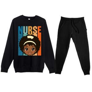 Black Afro Strong Nurse Black History Month Nursing Gift Premium Crewneck Sweatsuit Set