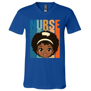 Black Afro Strong Nurse Black History Month Nursing Gift V-Neck T-Shirt