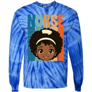 Black Afro Strong Nurse Black History Month Nursing Gift Tie-Dye Long Sleeve Shirt