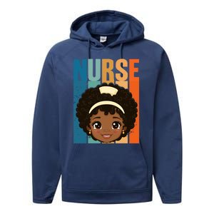 Black Afro Strong Nurse Black History Month Nursing Gift Performance Fleece Hoodie