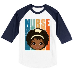 Black Afro Strong Nurse Black History Month Nursing Gift Baseball Sleeve Shirt