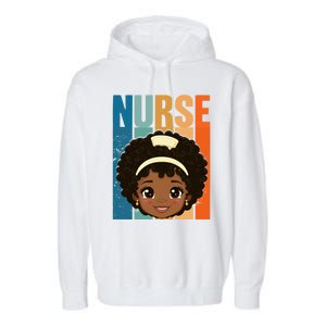 Black Afro Strong Nurse Black History Month Nursing Gift Garment-Dyed Fleece Hoodie