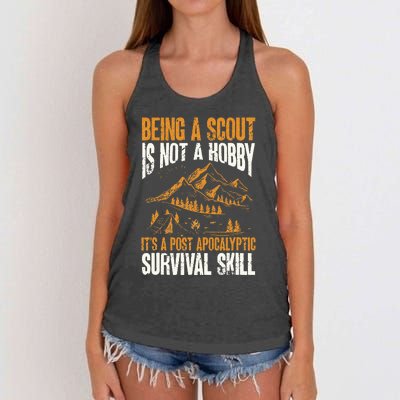 Being A Scout ItS A Post Apocalyptic Survival Skill Women's Knotted Racerback Tank