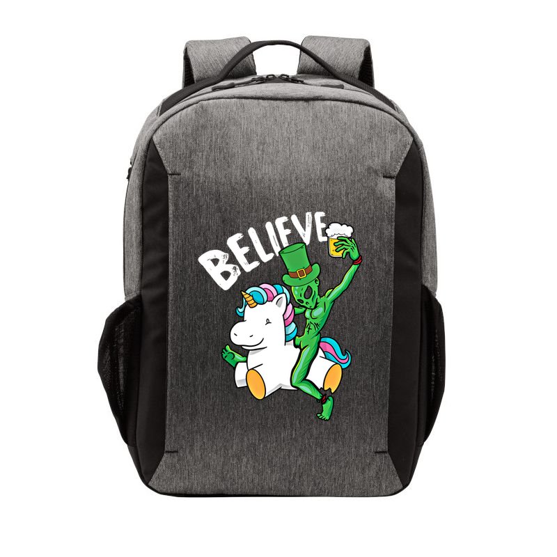 Believe Alien St Patricks Day Ing Unicorn Irish Funny Gift Vector Backpack