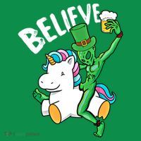 Believe Alien St Patricks Day Ing Unicorn Irish Funny Gift T-Shirt