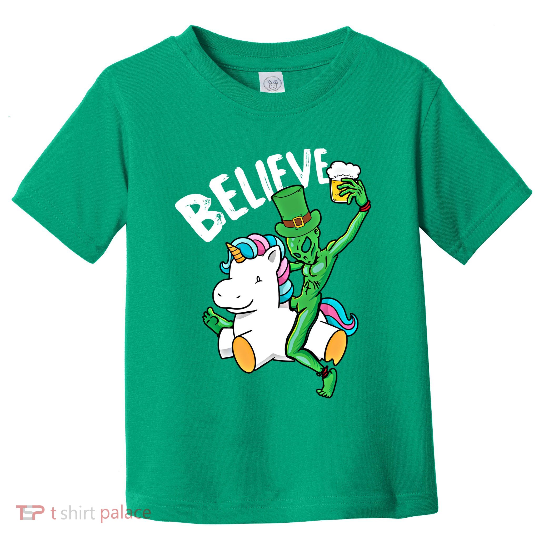 Believe Alien St Patricks Day Ing Unicorn Irish Funny Gift Toddler T-Shirt