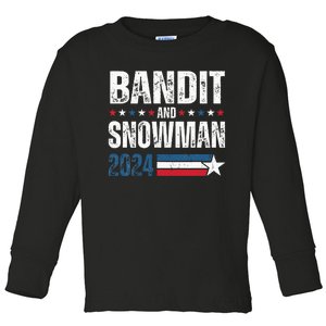 Bandit And Snowman 2024 Election Usa Flag Toddler Long Sleeve Shirt