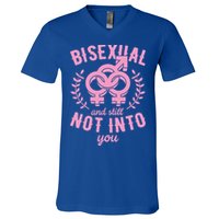 Bisexual And Still Not Into You Cute Bi Pride Flag Quotes Funny Gift V-Neck T-Shirt