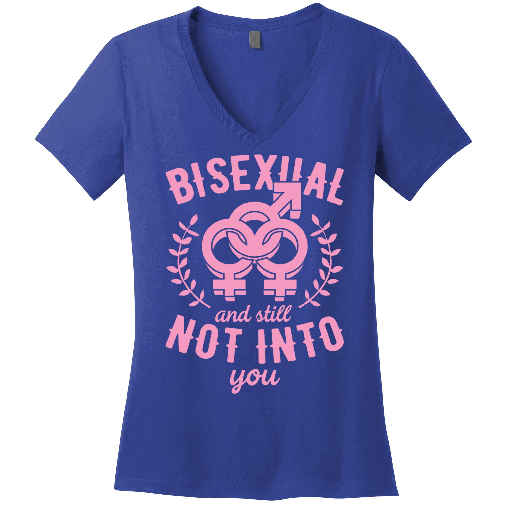 Bisexual And Still Not Into You Cute Bi Pride Flag Quotes Funny Gift Women's V-Neck T-Shirt